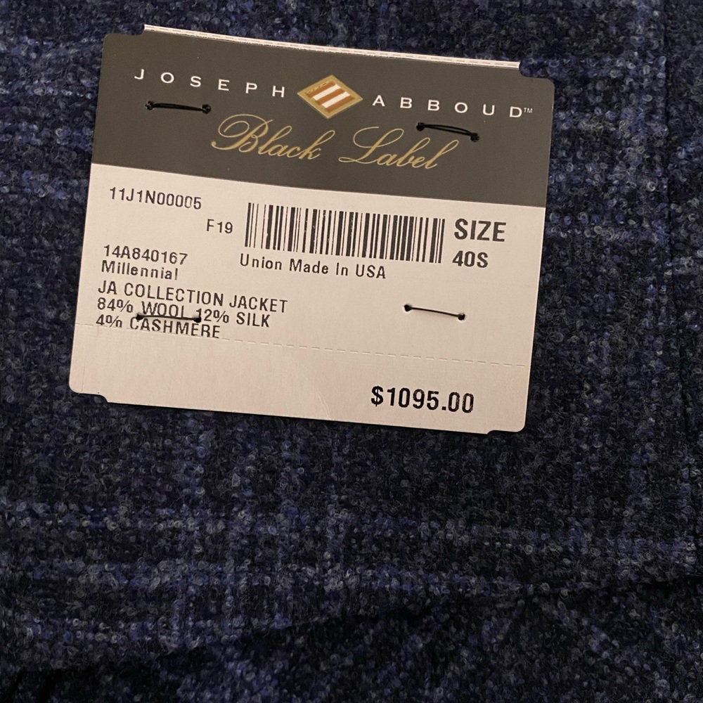 Joseph Abboud Blue Plaid Sport Coat. NWT - Picture 8 of 10